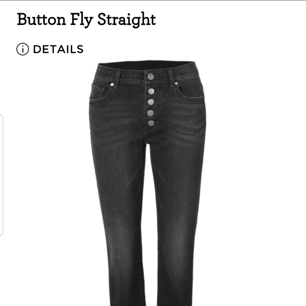 NWOT Cabi Black/Carbon Button Fly Straight Sz 6
